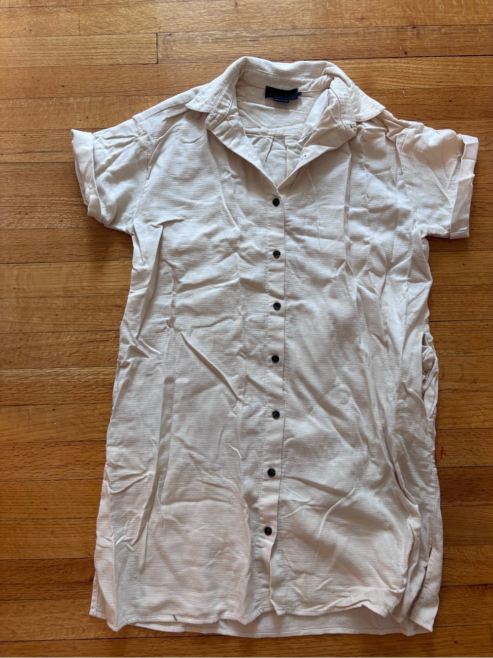 Hatch Maternity Short Sleeve Button-Up Shirt Dress - Off-White/Small